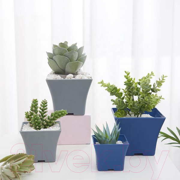 Изображение товара Кашпо BOTANICA Blok + поддон (9.5x8см, синий)