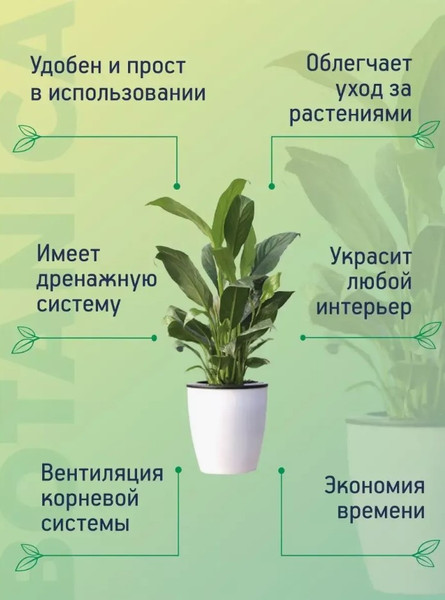 Изображение товара Кашпо BOTANICA с автополивом (11x10см, белый)