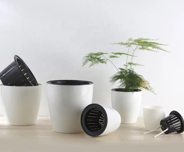 Изображение товара Кашпо BOTANICA с автополивом (11x10см, белый)