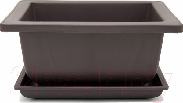 Изображение товара Вазон BOTANICA Bonsai + поддон (16.5x16.5x8см, коричневый)