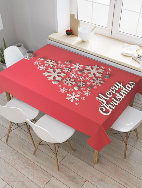 Изображение товара Скатерть JoyArty Елочка из снежинок / tc_380840 (180x145)