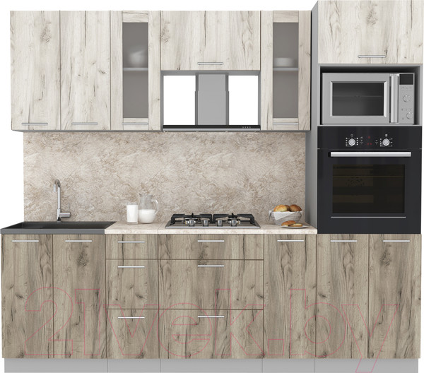 Изображение товара Кухонный гарнитур Интерлиния Мила 2.4 ВТ (дуб белый/дуб серый/опал светлый)