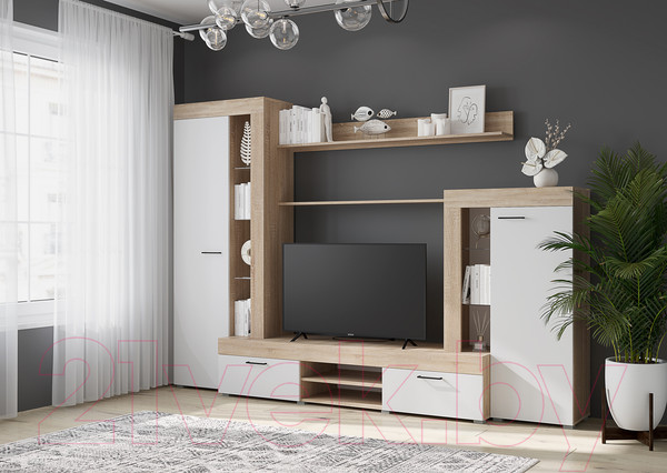 Изображение товара Стенка Горизонт Мебель Дельта (белый/сонома)