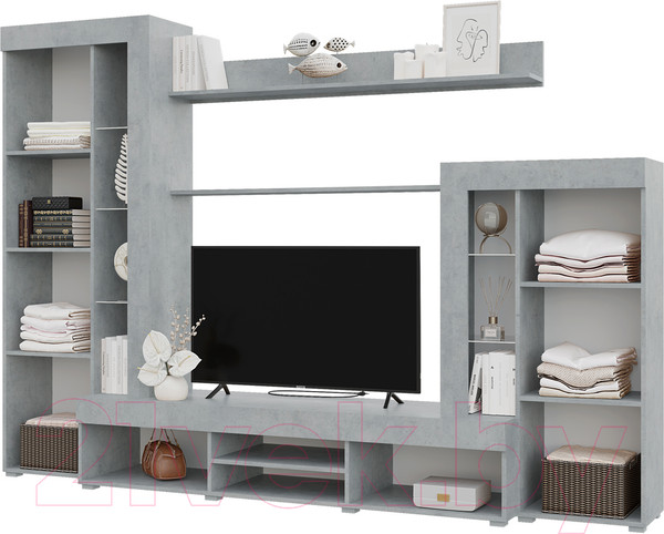 Изображение товара Стенка Горизонт Мебель Дельта (белый/бетон)