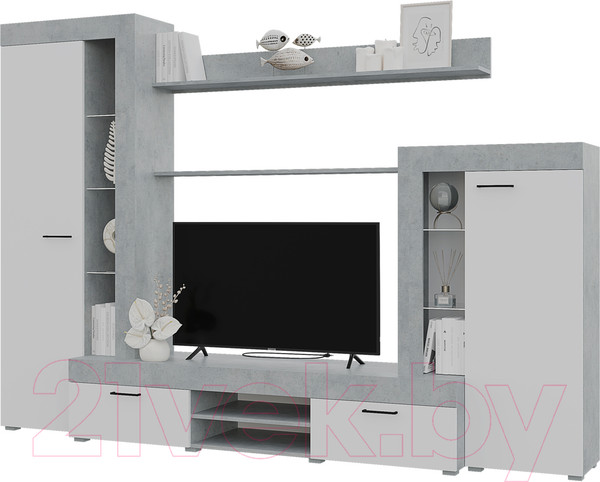 Изображение товара Стенка Горизонт Мебель Дельта (белый/бетон)