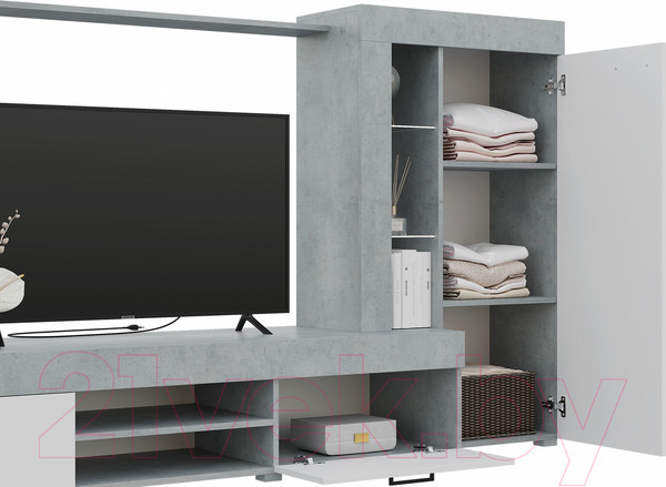 Изображение товара Стенка Горизонт Мебель Дельта (белый/бетон)