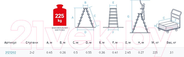 Изображение товара Лестница-стремянка Новая Высота NV3121 / 3121202