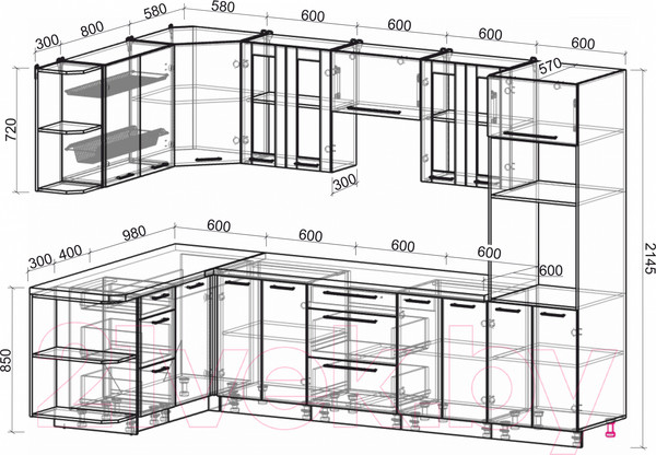 Изображение товара Кухонный гарнитур Интерлиния Мила Пластик 1.68x3.0 левая (капучино/капучино глянец/опал светлый)