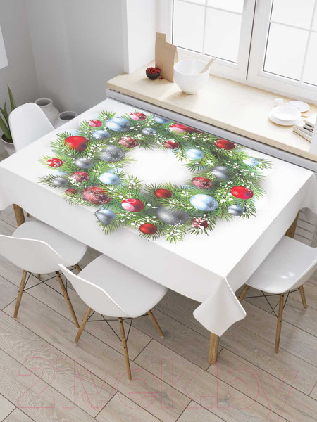 Изображение товара Скатерть JoyArty Яркий праздничный венок / tcox_21485 (120x145)