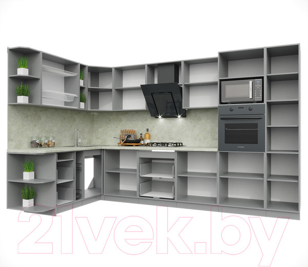 Изображение товара Кухонный гарнитур Интерлиния Мила Пластик 1.88x3.4 левая (капучино/капучино глянец/опал светлый)