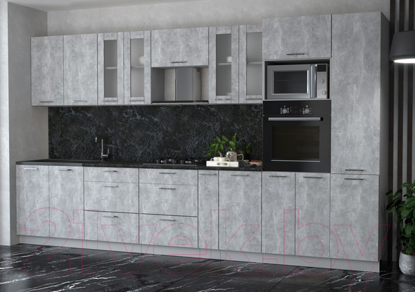 Изображение товара Кухонный гарнитур Интерлиния Мила 3.6 ВТ (бетон/бетон/кастилло темный)