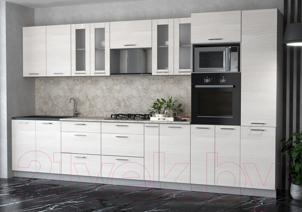 Изображение товара Кухонный гарнитур Интерлиния Мила 3.6 ВТ (вудлайн кремовый/вудлайн кремовый/опал светлый)