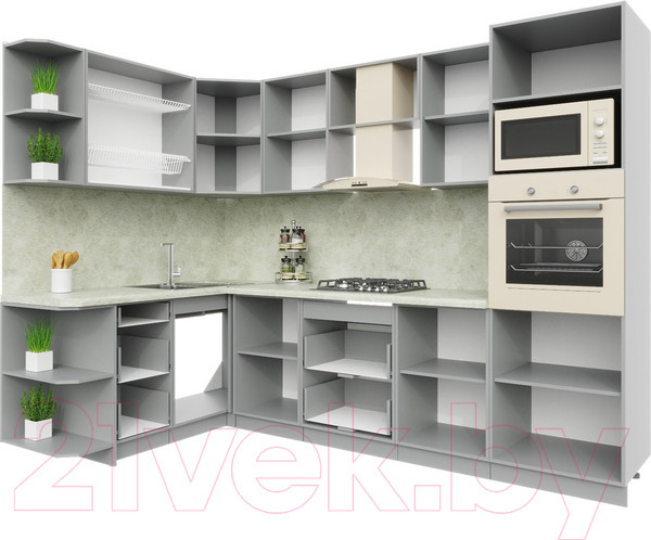 Изображение товара Кухонный гарнитур Интерлиния Мила Пластик 1.68x2.8 левая (черный/белый глянец/опал светлый)