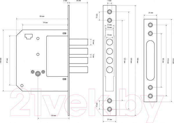 Изображение товара Замок врезной Стандарт 189-4MF-5К CP (хром)