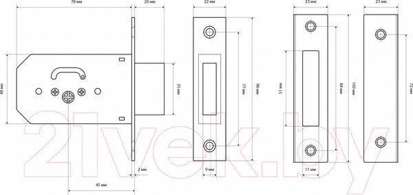 Изображение товара Замок врезной Стандарт 955-5К CP (хром)