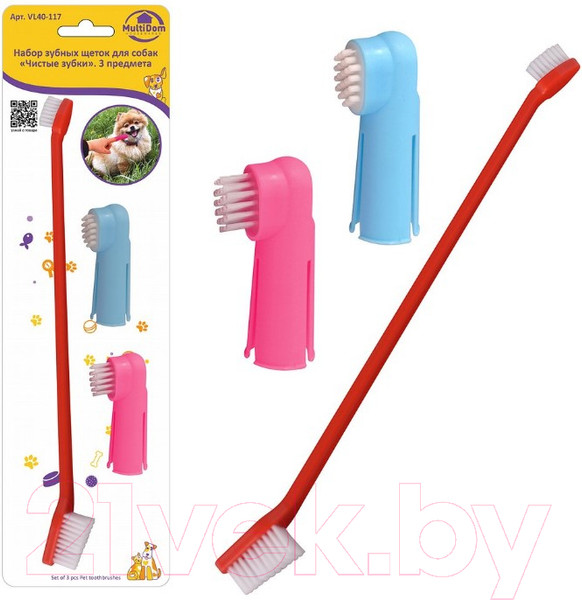 Изображение товара Набор зубных щеток для животных Мультидом Чистые зубки / VL40-117