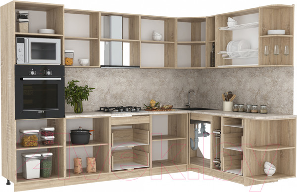 Изображение товара Кухонный гарнитур Интерлиния Мила 1.88x3.0 правая (серебристый/антрацит/опал светлый)