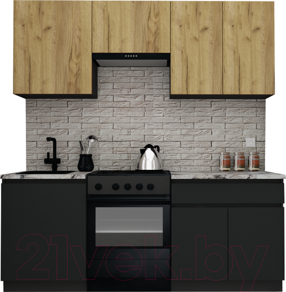 Изображение товара Кухонный гарнитур ВерсоМебель Эко-8 2.0 (дуб крафт золотой/антрацит/ст.альберика)