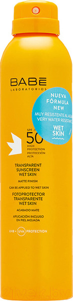 Изображение товара Спрей солнцезащитный Laboratorios Babe Прозрачный влагоустойчивый SPF50 (200мл)