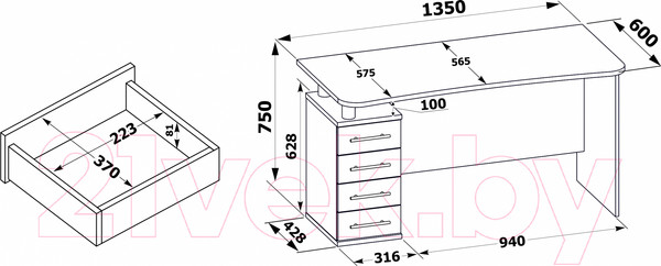 Изображение товара Письменный стол Сокол-Мебель КСТ-105 (венге)