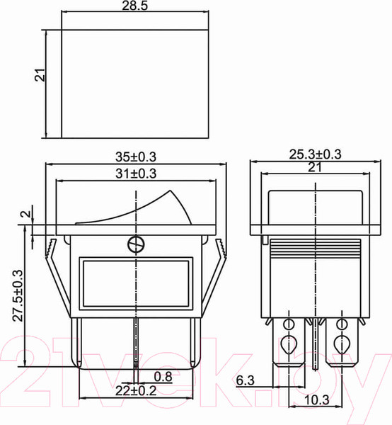 Изображение товара Выключатель клавишный Rexant ON-ON 06-0305-B (красный с подсветкой)