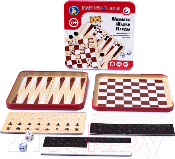 Изображение товара Набор настольных игр Десятое королевство Шахматы, шашки, нарды / 04302