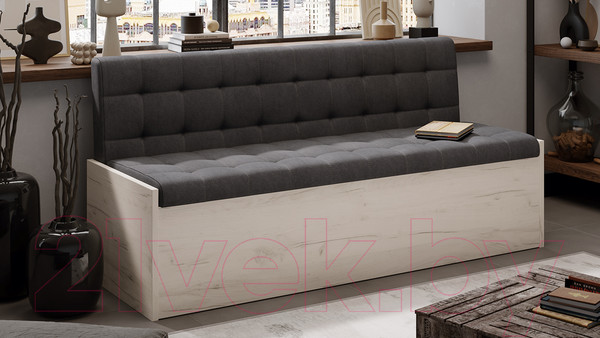 Изображение товара Скамья кухонная мягкая ТриЯ Форест (дуб крафт белый/велюр серый)