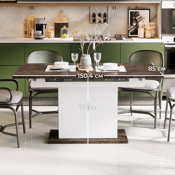 Изображение товара Обеденный стол ТриЯ Детройт Тип 1 (белый/ателье темный)