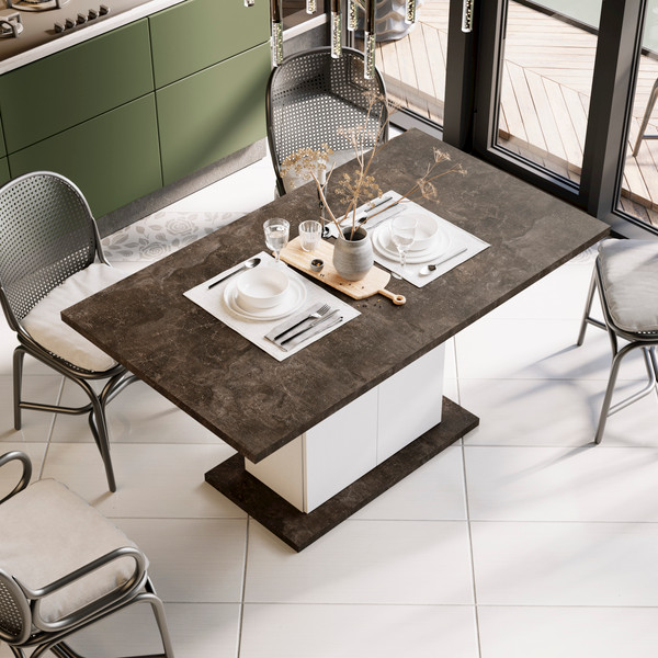 Изображение товара Обеденный стол ТриЯ Детройт Тип 1 (белый/ателье темный)