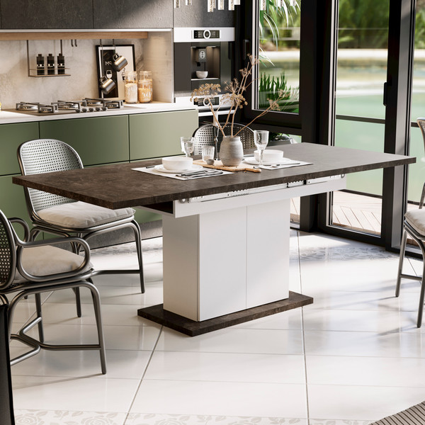 Изображение товара Обеденный стол ТриЯ Детройт Тип 1 (белый/ателье темный)