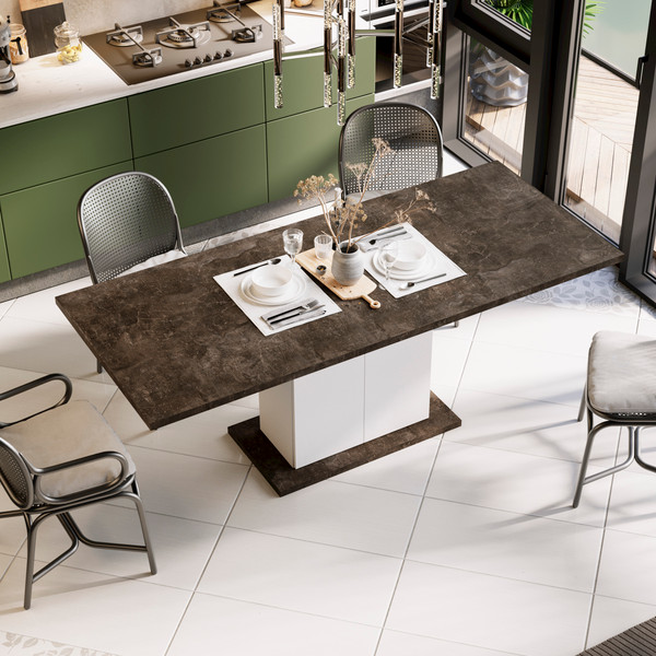 Изображение товара Обеденный стол ТриЯ Детройт Тип 1 (белый/ателье темный)