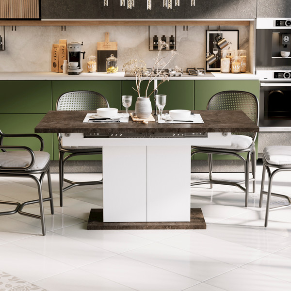 Изображение товара Обеденный стол ТриЯ Детройт Тип 1 (белый/ателье темный)