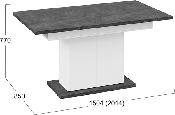 Изображение товара Обеденный стол ТриЯ Детройт Тип 1 (белый/ателье темный)