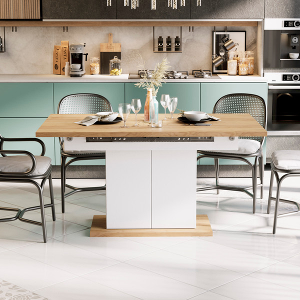 Изображение товара Обеденный стол ТриЯ Детройт Тип 1 (белый/дуб крафт золотой)