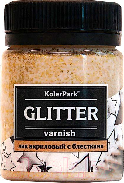 Изображение товара Лак художественный KolerPark Акриловый глиттерный (50мл, золото)