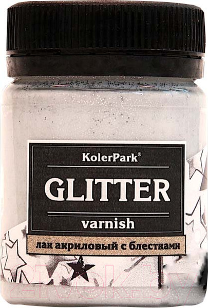 Изображение товара Лак художественный KolerPark Акриловый глиттерный (50мл, серебро)