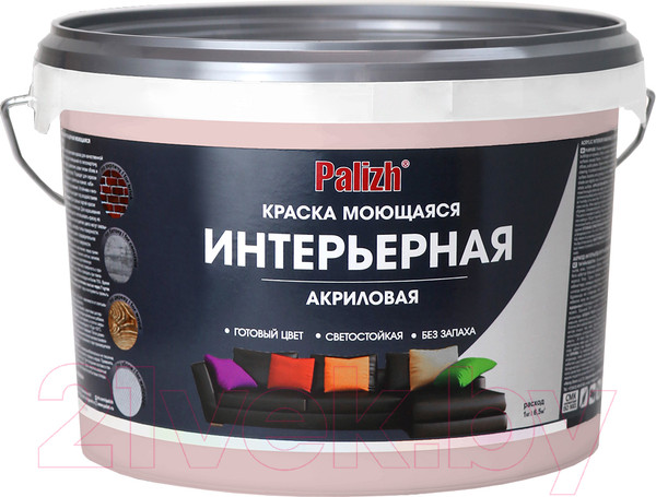 Изображение товара Краска Palizh Акриловая интерьерная моющаяся (3.7кг, барбарис)