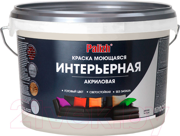Изображение товара Краска Palizh Акриловая интерьерная моющаяся (3.7кг, имбирь)