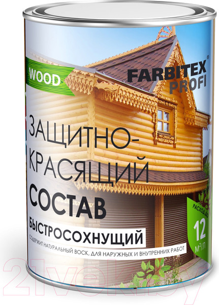 Изображение товара Защитно-декоративный состав Farbitex Profi Wood Быстросохнущий (750мл, бесцветный)