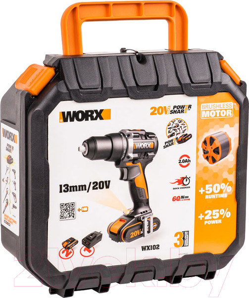 Изображение товара Аккумуляторная дрель-шуруповерт Worx WX102 (кейс)