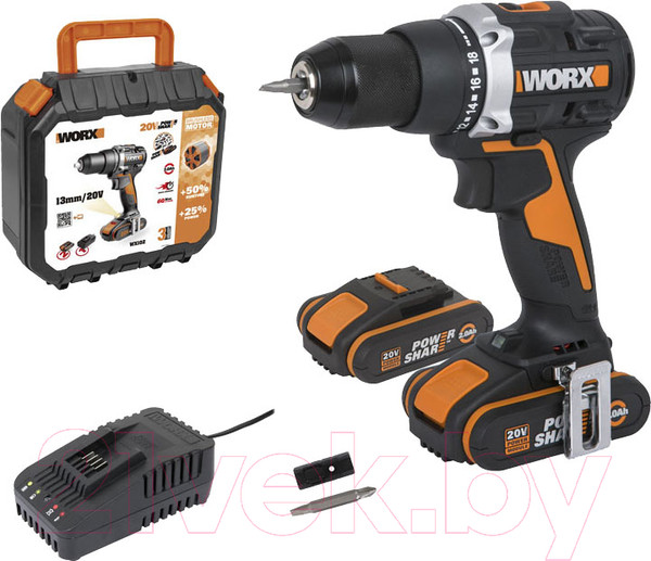 Изображение товара Аккумуляторная дрель-шуруповерт Worx WX102 (кейс)