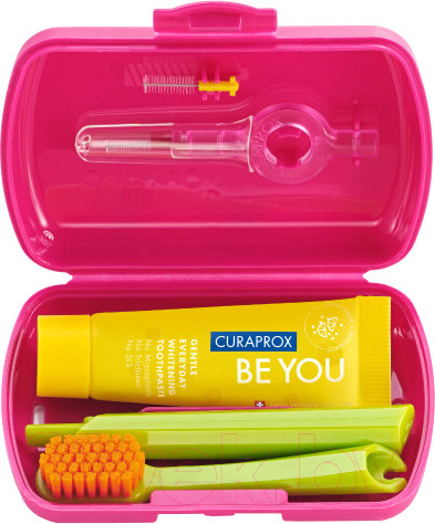 Изображение товара Набор для ухода за полостью рта Curaprox Be You Travel Set Red (розовый)