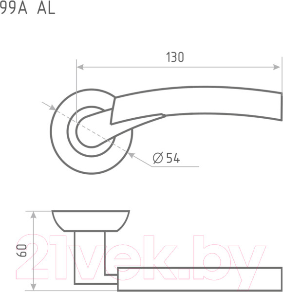 Изображение товара Ручка дверная Нора-М AL 99А AL / 15297 (матовый никель)
