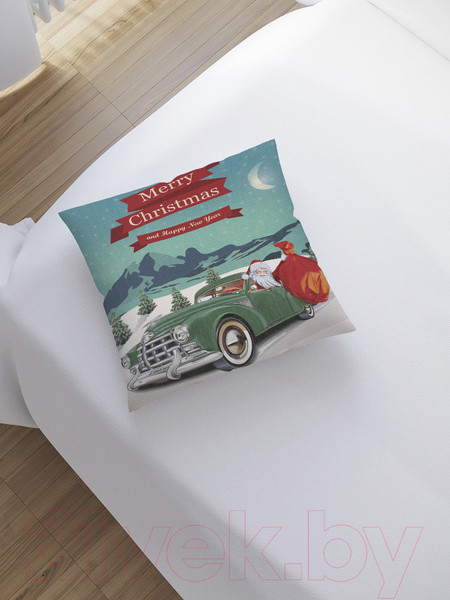 Изображение товара Наволочка декоративная JoyArty Санта в автомобиле / sl_19385