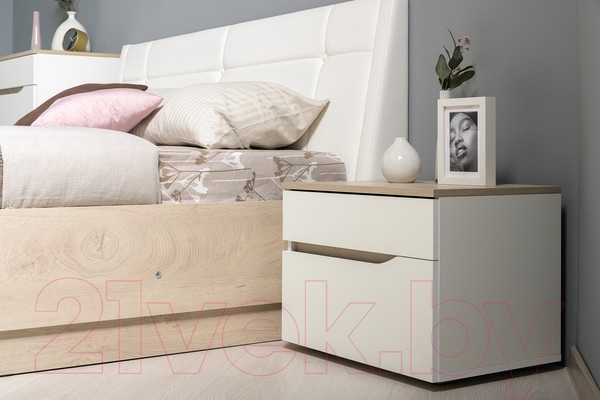 Изображение товара Прикроватная тумба Mobi Муссон 16.03 (белый PE шагрень/дуб эндгрейн элегантный)