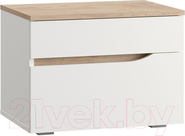 Изображение товара Прикроватная тумба Mobi Муссон 16.03 (белый PE шагрень/дуб эндгрейн элегантный)