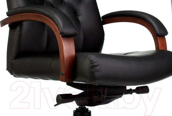 Изображение товара Кресло офисное Бюрократ T-9928WALNUT (черный кожа/дерево)