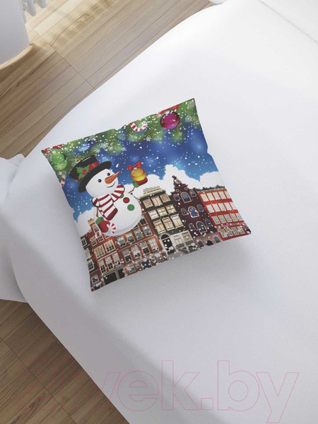 Изображение товара Наволочка декоративная JoyArty Новогодний снеговик / sl_20302