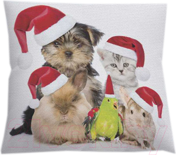 Изображение товара Наволочка декоративная JoyArty Новогодние питомцы / sl_20310
