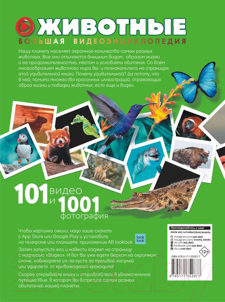 Изображение товара Энциклопедия АСТ Животные. 101 видео и 1001 фотография (Вайткене Л.Д.)